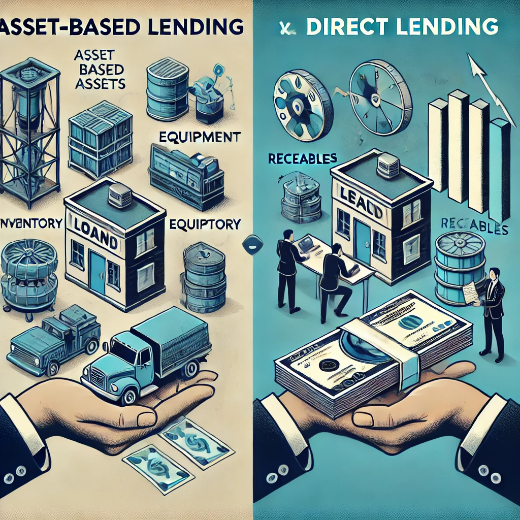 A side-by-side comparison of asset-based lending and direct lending options for businesses.